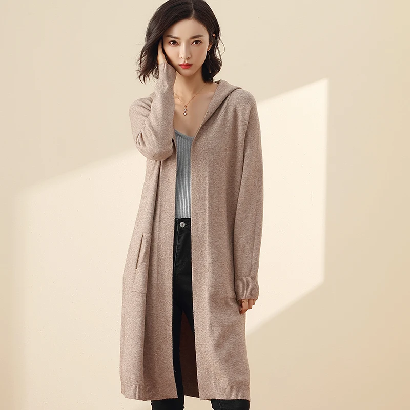 

BARESKIY Cardigan Jacket Women's Long Spring and Autumn Hooded Sweater 2019 New Long Sleeve Sweater Korean Women's Wear