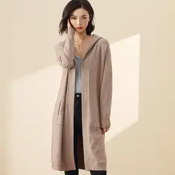 BARESKIY/куртка-кардиган женский длинный весенне-осенний свитер с капюшоном 2019 новый свитер с длинными рукавами Корейская женская одежда