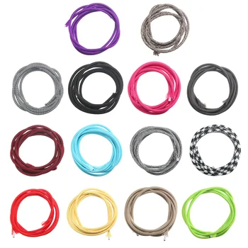 

200cm 2 Core Fabric Cable Muticolor Vintage Twist Braided Fabric Light Cable Cloth Electric Wire Chandelier Pendant Lamp Wires