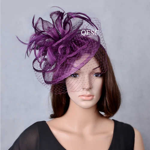 plum coloured wedding hats