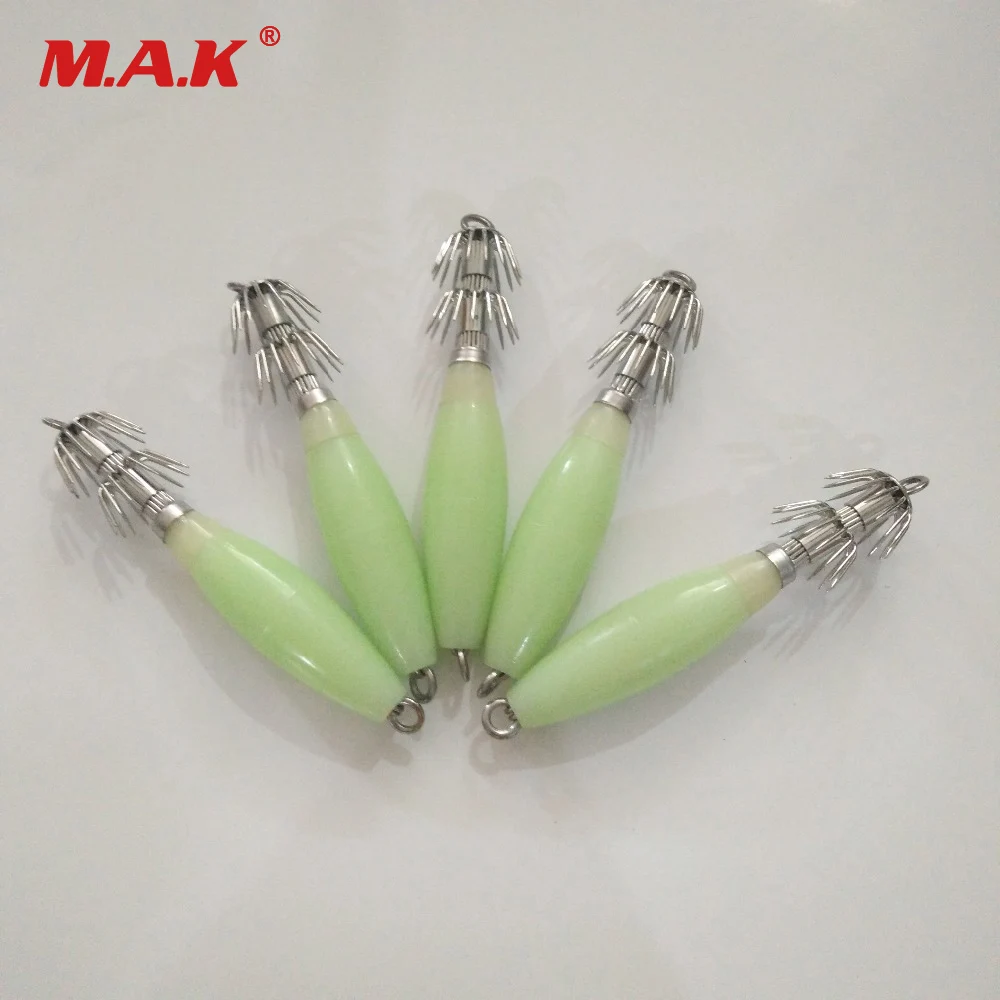 5 шт./компл. с подсветкой крючок в виде кальмара с одной главной балкой с крючком Длина 9,5 см рыбалка сделка с искушением крючок для наживки крючок для рыбной ловли крюк