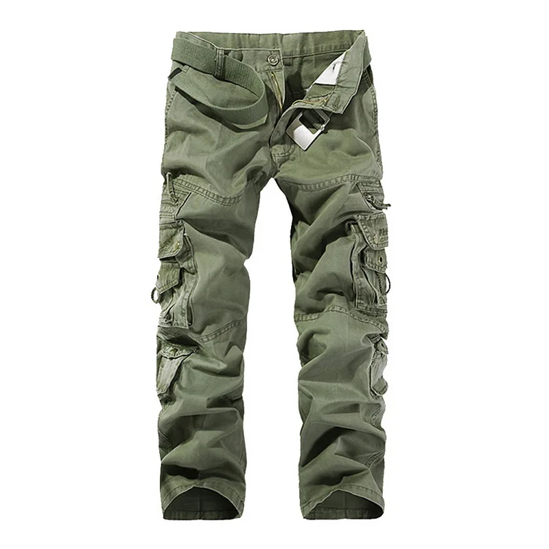 MoneRffi мужские тактические брюки для бега, повседневные мужские брюки-карго, хлопковые брюки, мульти карманы, Военный стиль, зеленые брюки, размер 40 - Цвет: 3