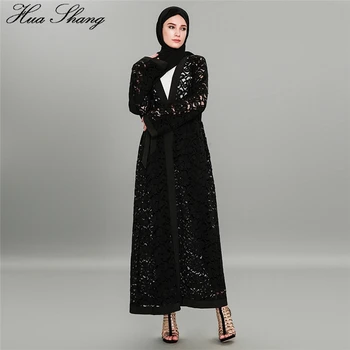 

Lace Hollow Out Fashion Muslim Dress Cardigan Turkish Abayas For Women Plus Size Maxi Long Abaya Kimono Dubai Islamic Clothing