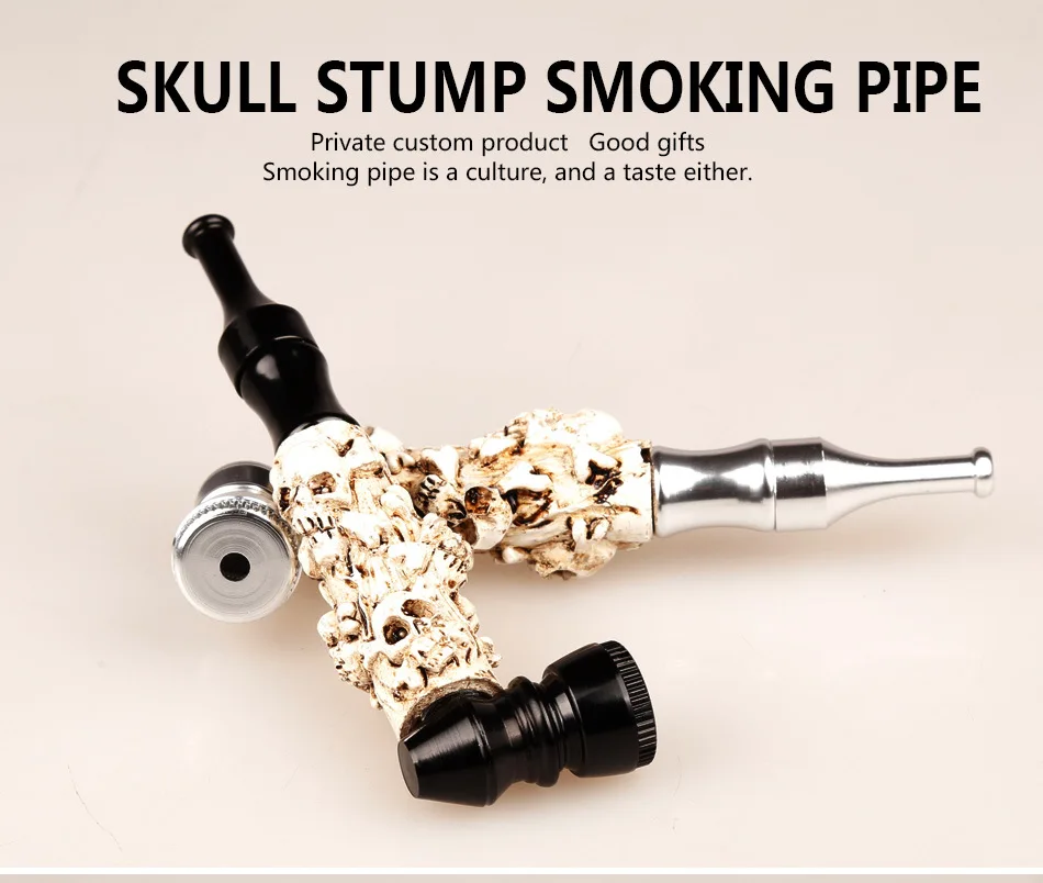 Fashion cool resin High grade Metal Pipe skull Portable smoking Pipe smoker Attractive Metal