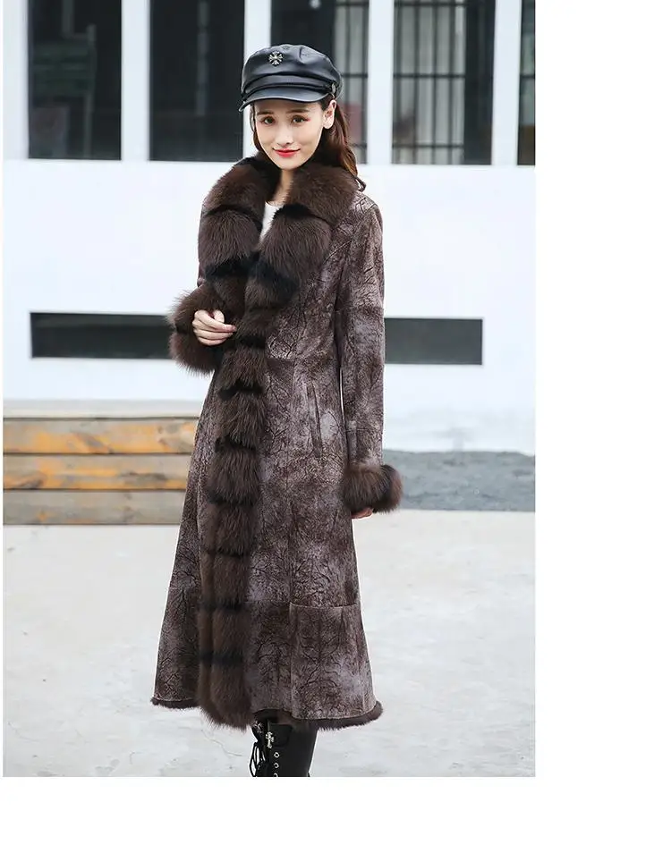 Новое поступление, зимнее пальто из искусственного лисьего меха с длинными расклешенными рукавами, плотное теплое пальто из искусственного меха, XHSD-294 - Цвет: coffee