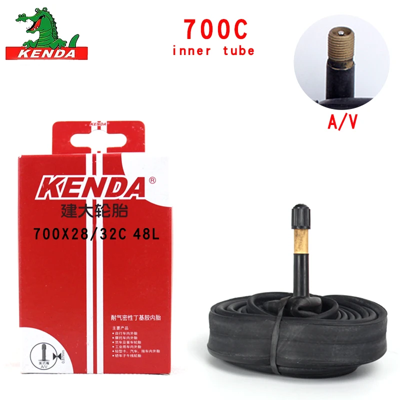 Kenda-Butyl Rubber Bicycle Inner Tube, Mountain Bike, Cycling Tire, American Valve, 700x18, 23, 25, 28, 32, 35, 43, 45C