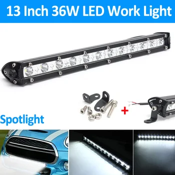 

13 Inch 36W 16200 LM 6000K White LED LED Light Bar Spot Combo Lamp Driving Offroad Work Light With Mounting Brackets