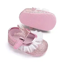Кружево искусственная кожа принцесса детские Корона обувь новые для маленьких девочек обувь первые ходоки новорожденных мокасины для