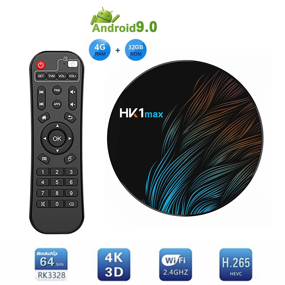 

HK1 MAX Android 9.0 Smart TV Box 4GB 32GB Google Assistant RK3328 Support 4K HD BT Dual WiFi/3D/H.265 Media Player Set Top Box