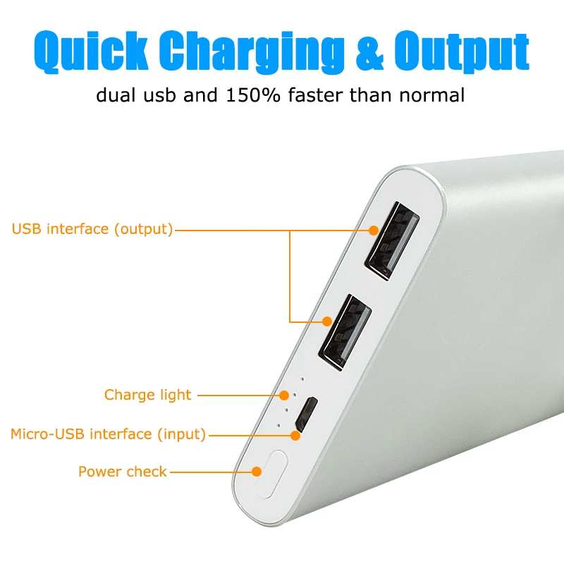 Оригинальный Xiaomi Mi power Bank 2 10000 мАч Внешний аккумулятор с быстрой зарядкой 18 Вт