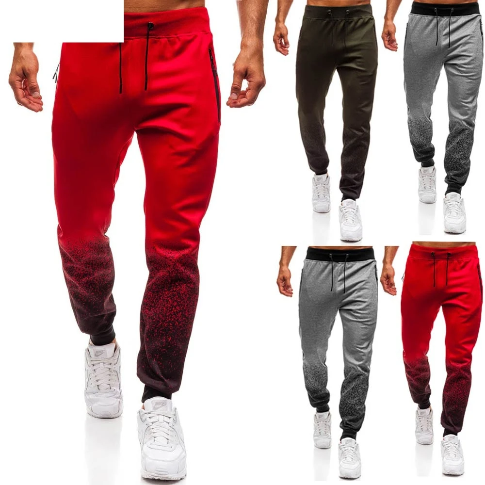 2018 New Warm  2018  Fashion Mens Outdoor Packwork Graduated Black Splicing Drawstring Trousers Pants  Autumn Tops  18NOV28