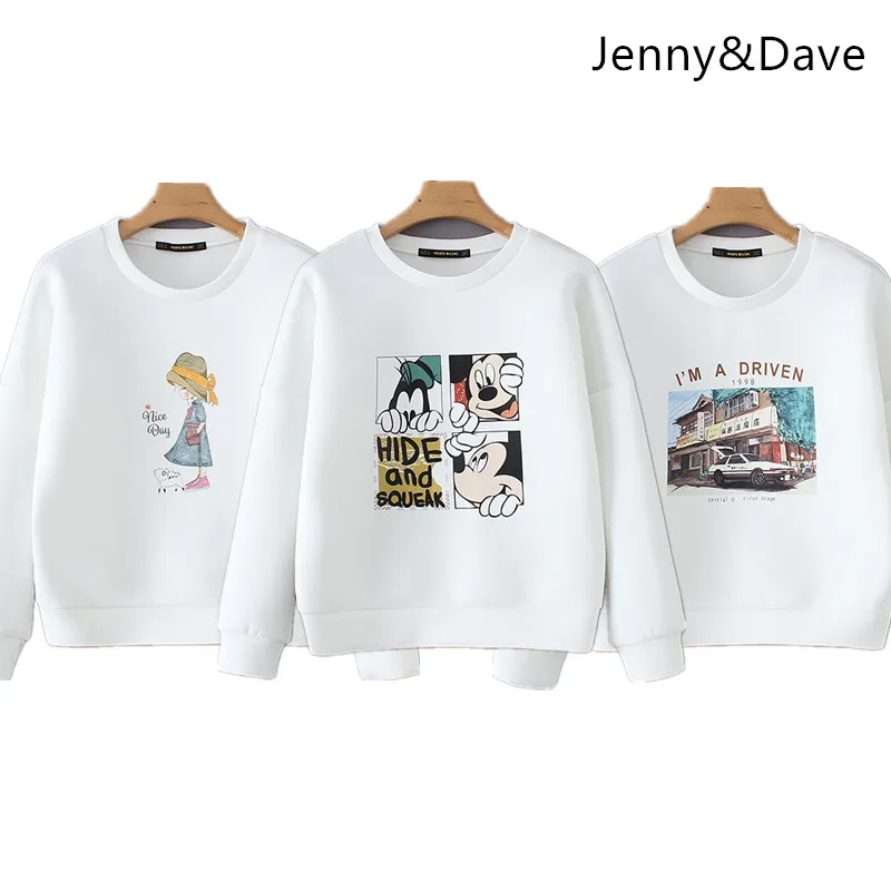 Дженни и Дэйв толстовки женские BTS harajuku хлопок мультфильм манга Микки AE86 девушка Белый негабаритных толстовка Большие размеры Топы 1108