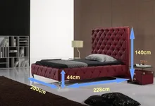 diamond button tufted high back contemporary modern leather soft bed King size bedroom furniture Made in