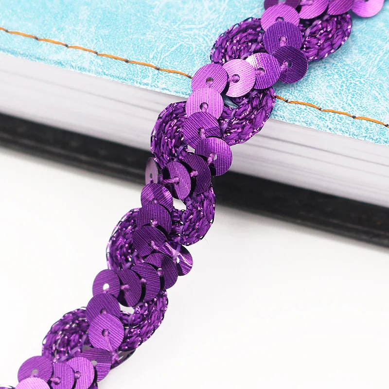Ribbon Decoration 5 Meter 15 mm Round Sequins Fabric Lace Trim for Wedding Party Decoration Cloth Crafts Sewing