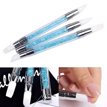 

Dual Heads Silicone Nail Art Sculpture Pen Rhinestone Acrylic Handle for Emboss Carving Craft Polish Manicure Tool