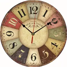 Large Vintage Rustic Wooden Wall Clock Kitchen Antique Shabby Chic Retro for Home classical natural blooming floral wallpaper retro rustic shabby chic cottage blue flower wall paper for bedroom wall covering
