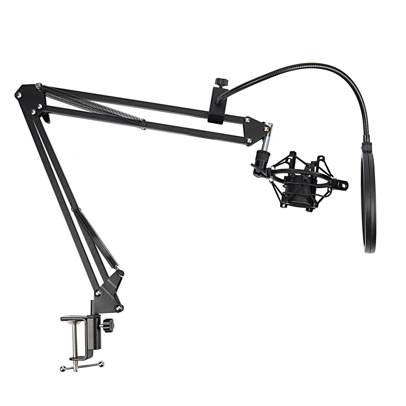 NB-35 Microphone Scissor Arm Stand and Table Mounting Clamp&NW Filter Windscreen Shield& Metal Mount Kit