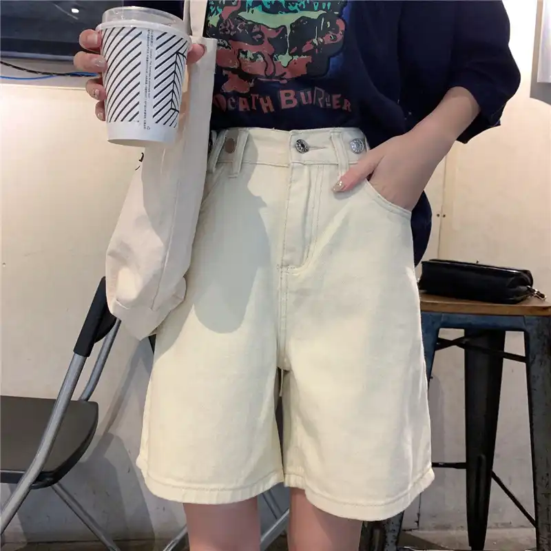 high waisted knee length shorts women's