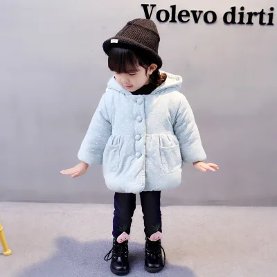 Зимние корейские девушки хлопок дети теплый плюс бархатная куртка
