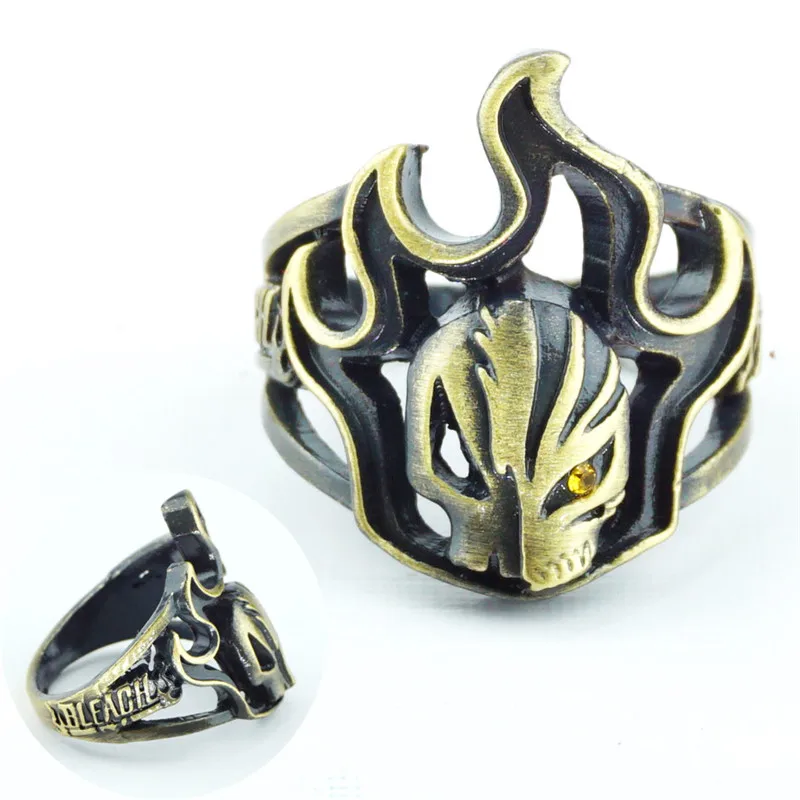 

Japan Anime BLEACH Kurosaki ichigo Ring Bronze Meatl Hollow Costume Accessory Collection For Send Friends Rings Gift New