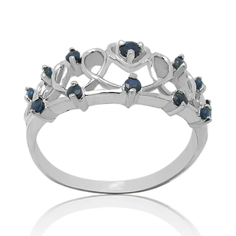 

Qi Xuan_Dark Blue Stone Elegant And Generous Crowne Ring_S925 Solid Silver Fashion Dark Blue Rings_Manufacturer Directly Sales
