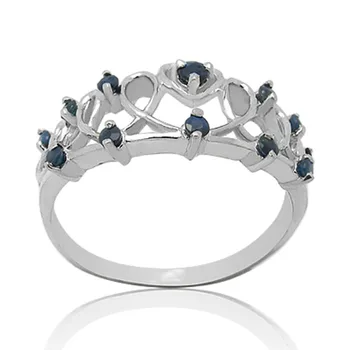 

Qi Xuan_Dark Blue Stone Elegant And Generous Crowne Ring_S925 Solid Silver Fashion Dark Blue Rings_Manufacturer Directly Sales