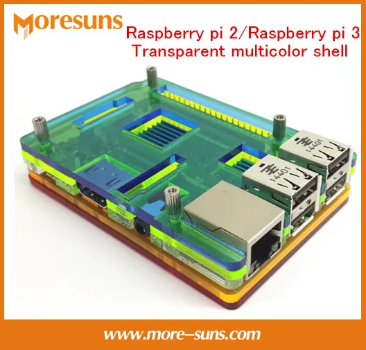 5 шт. для Raspberry pi 2/Raspberry pi 3 прозрачные ожерелья из разноцветных камней 92 мм * 62 мм * 15,5 мм акриловый корпус/для RPI Box Shell