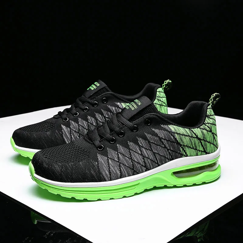 Hundunsnake сетки Для мужчин s теннисная обувь дышащая кроссовки обувь Для Мужчин's летняя Для мужчин s спортивная обувь Для женщин кроссовки на воздушной подушке черный G-24 - Цвет: black green