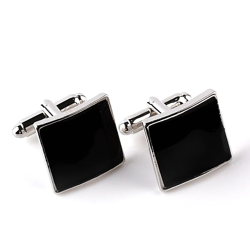 

black enamel Cuffinks man square Cuflink simple Solid color Cuff Links Button classic business French shirt cuff link husband
