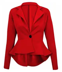 2018 весенние офисные Повседневное сплошной длинный рукав новый короткий тонкий рюшами модное пальто Однобортный Женская одежда блейзеры