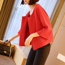 Весна Осень плюс размер Модный женский Повседневный свободный размер сплошной цвет три четверти женский свитер-кардиган пальто Ljj0183