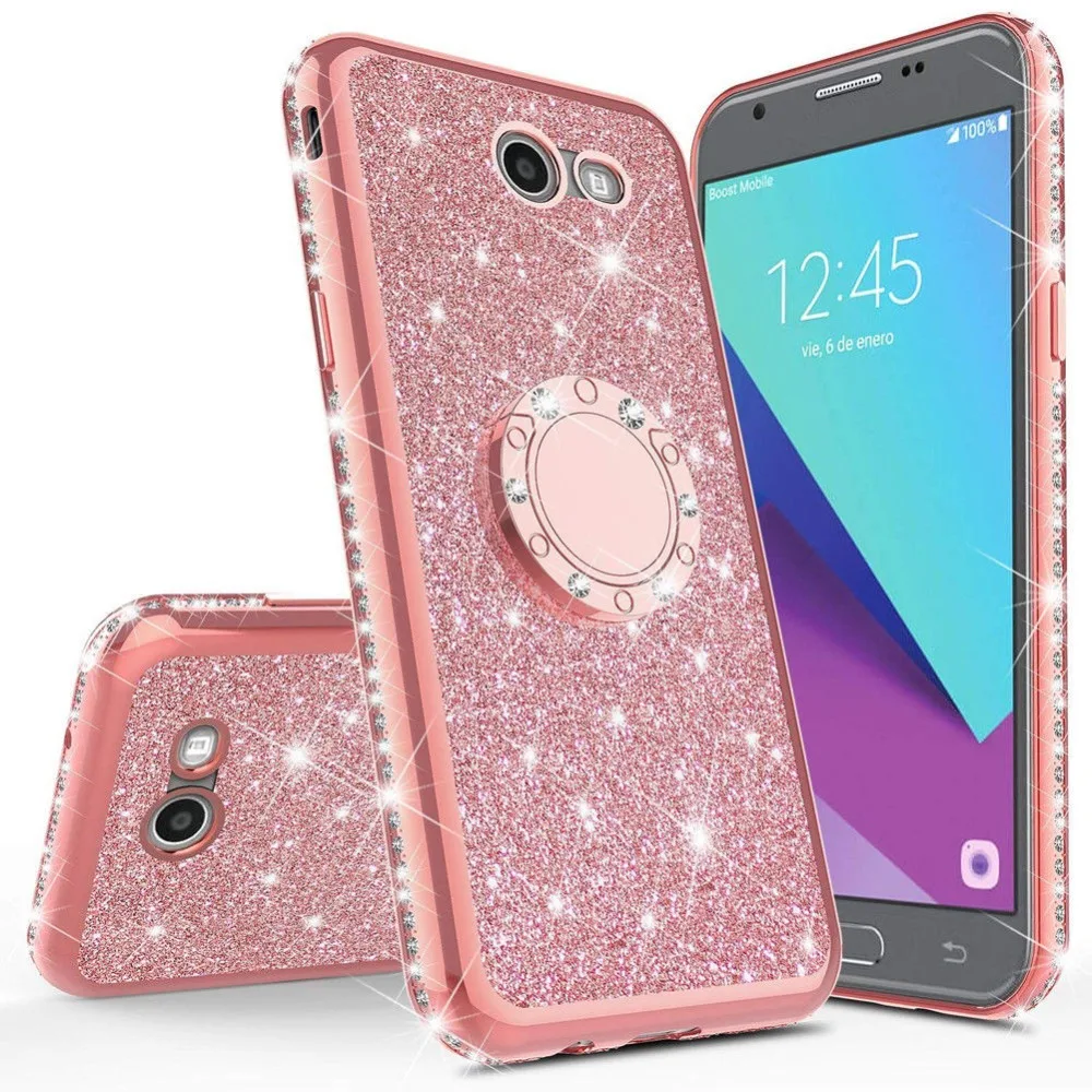 

New For Samsung Galaxy Note 8 S7 S9 Plus Bling Glitter Stand Diamond Slim Case Cover