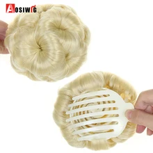 Синтетический натуральный кудрявый шиньон с зажимом в пластиковом гребне эластичный невесты булочка шиньон Высокая температура волокна AOSIWIG