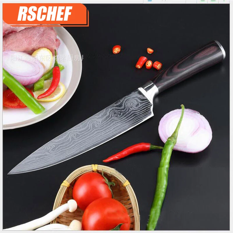 RSCHEF японский Семейный 8 дюймов нож шеф повара нержавеющая сталь овощерезка|chef