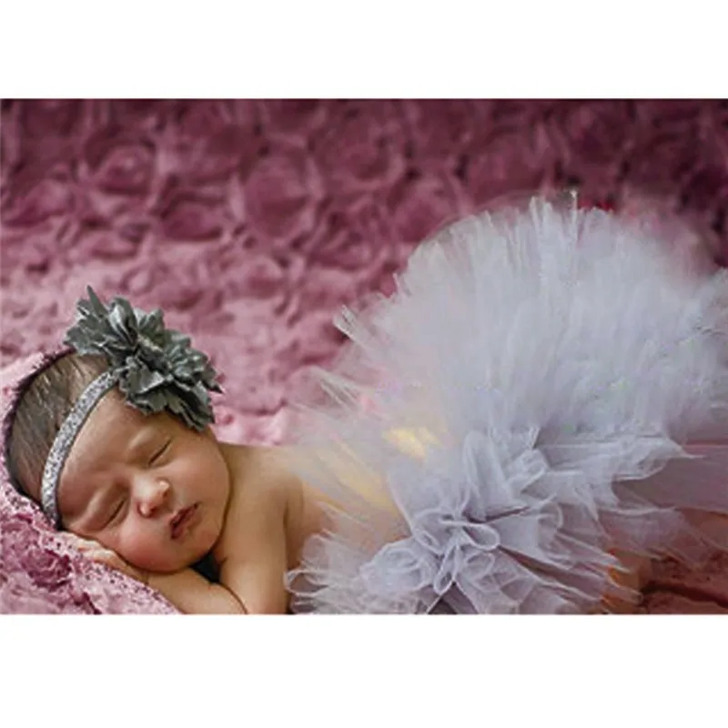 3-4 месяца Новорожденный ребенок Фотография юбка с повязка на голову с цветами реквизит для фотосессии для девочек одежда детская юбка одежда аксессуары - Цвет: 04