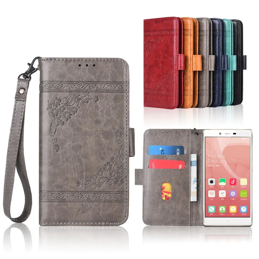

Newest Wallet case for IUNI i1 Flip case with Strap,100% special PU leather embossing flower book cover case
