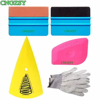 

CNGZSY Car Foil Squeegee Window Tinting Auto Film Install Wrapping Scraper Carbon Fiber Nylon Gloves Vinyl Sticker Hand Tool K58