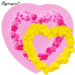 Byjunyeor M282 DIY украшения торта любящая роза Сердце Кружева помадка сахар художественные инструменты DIY украшения торта инструменты 3D