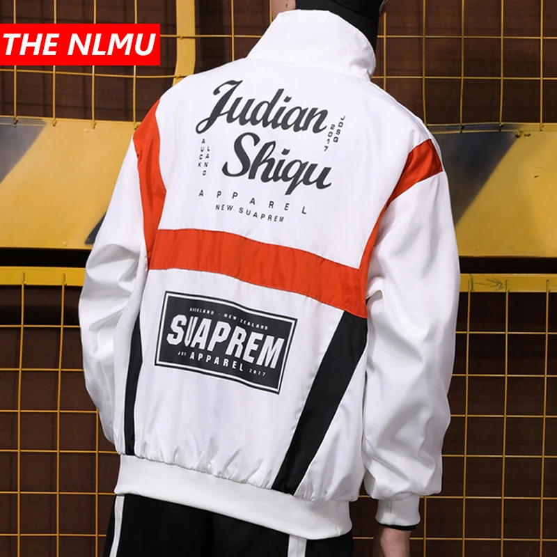 

High Street 2019 Spring Jacket Men Brand Hip Hop Windbreaker Letter Stitching Coat Men Trend hip-hop Student Thin Jackets WG171