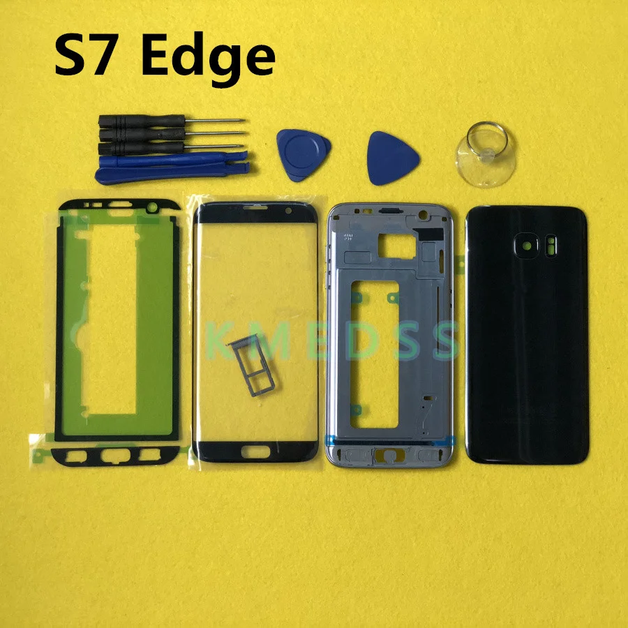 

Full Housing Case For Samsung Galaxy S7 Edge G935 G935F G935FD LCD panel Middle Frame Battery door Cover Front Glass Lens + tool