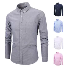 Весенние мужские хлопковые рубашки с длинным рукавом мужские деловые платья рубашки Твердые Европейский стиль мягкие мужские Рубашки 4XL Большие размеры