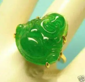 

Free Shipping ee @@Exquisite Jewelry Green stone Buddha lady's rings 7-9#
