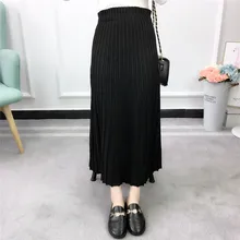 Высокая Талия элегантная Однотонная юбка женские длинные юбки плюс Размеры женские плиссированные