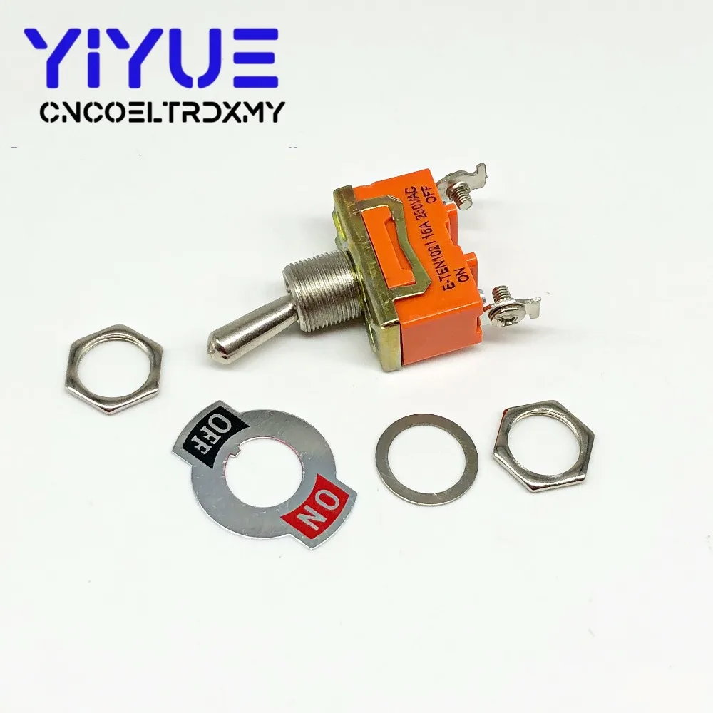 2pcs E-TEN1021 2-Pin SPST 2 Terminal ON-OFF 15A 250V Toggle Switch orange (5)