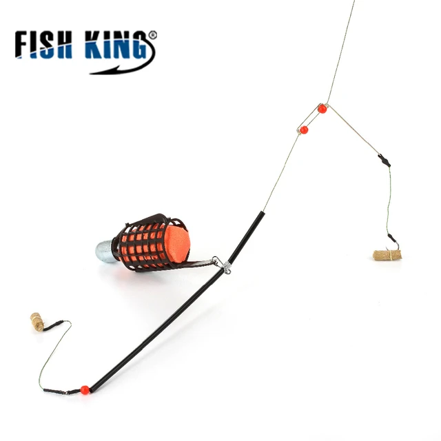 With Line Hooks Fishing Feeder Trap Basket Holder Bait Cage Load Iron Head