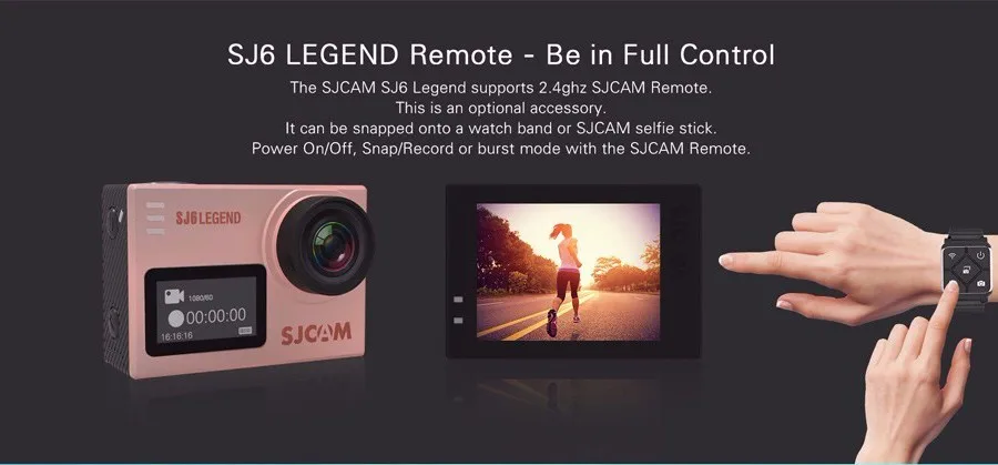 SJCAM SJ6 Legend экшн-камера с дистанционным управлением, Спортивная DV 4K 24FPS RAW двойные экраны с SJ-GIMBAL2, ручной монопод с дистанционным управлением