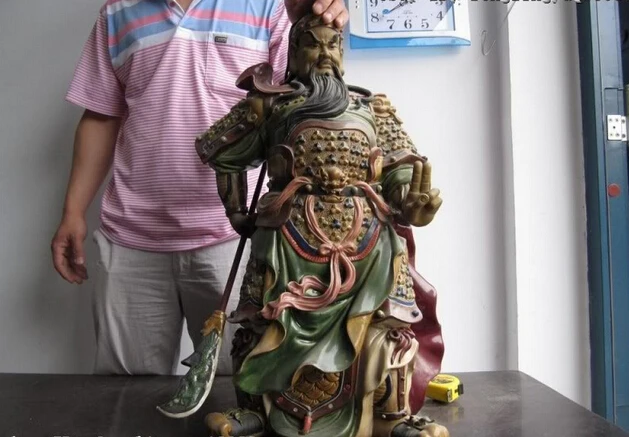 

Collectible bronze lion statue S0098 27 China Pottery Folk WuCai porcelain Dragon Guang Gong Guan Yu warrior Statue B0403