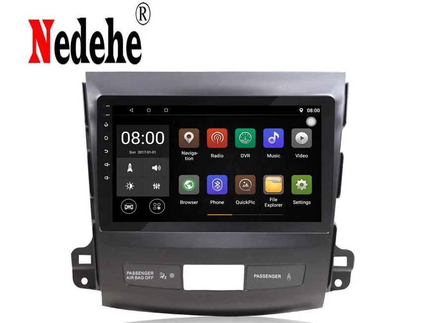 Top Nedehe 9 inch Android 8.1 full touch screen car multimedia system For Mitsubishi Outlander 2006-2014 car gps radio navigation 1