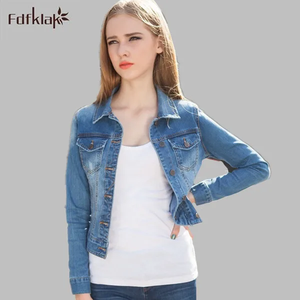 Denim Jackets Short Women 2017 Autumn New Big Size Blue Fashion Vintage Slim Button Jeans Coats ...