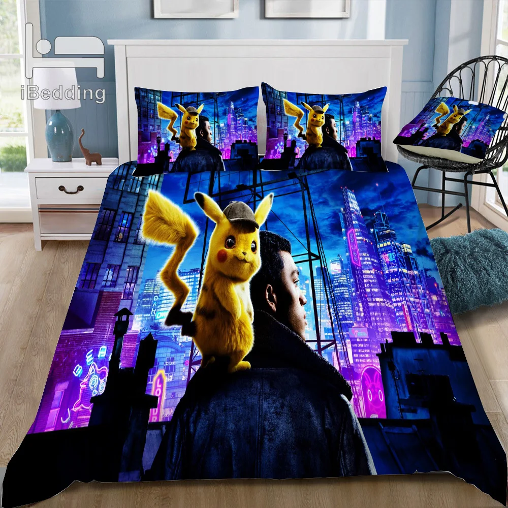 

Pokemon Cartoon Movie Pattern 3D Bedding Set Printed Duvet Cover Set Twin Full Queen King Size Dropshipping